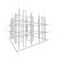 drawing a house under construction vector image vector image
