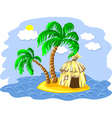 wo palm trees and hut vector image