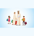 happy muslim family shopping flat concept vector image