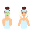 young woman care her skin face facial treatment vector image