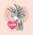 love valentine day bird full colour rainbow unicor vector image vector image
