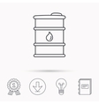 barrel of oil icon cask with water drop sign vector image