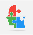 multi color puzzle piece head - jigsaw vector image