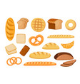 set icons different types bread white long vector image