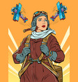 female retro pilot professional military vector image vector image