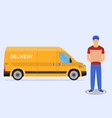 delivery man and track vector image vector image