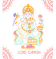ganesh puja linear style postcard vector image vector image