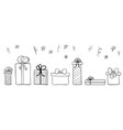 hand drawn gift boxes long banner seamless vector image