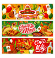 cinco de mayo mexican flag sombrero and tequila vector image vector image