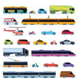 car collection vehicles city transportation cars vector image