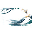 blue brush stroke texture with japanese ocean vector image