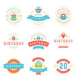 happy birthday badges and labels design vector image