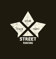 street racing sport emblem with retro texture vector image vector image