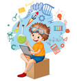 young boy using laptop for education vector image