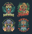 hawaiian tiki masks set flyers vector image