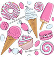 seamless pattern with pink and white sweets vector image