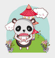 sushi and panda kawaii vector image