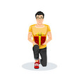 guy on his knees with a gift in his hand for his vector image vector image