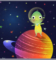 baby alien on planet kids outer space adventure vector image