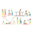 medical rehabilitation set physiotherapist doctor vector image