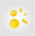 3d realistic gold coins set on white in different vector image vector image