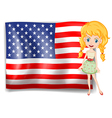 a pretty blonde and the usa flag vector image