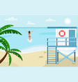 beach landscape with lifeguard house vector image
