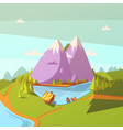hiking at a lake background vector image