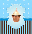 vintage winter card with cream cake and candle vector image vector image