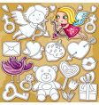 doodle valentines day set vector image