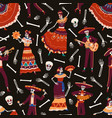 seamless pattern of mexican day of dead vector image