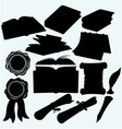 set books and parchments scrolls vector image