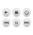 media glass buttons white audio or video shiny 3d vector image
