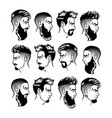 set bearded men faces profile hipsters heads vector image