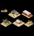 isometric city commercial area elements vector image vector image