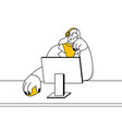 call-center operator working with computer vector image