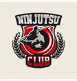 colorful logo emblem a ninja holding katana vector image