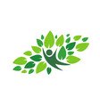 human silhouette and green leaves vector image