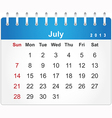 stylish calendar page for july 2013 vector image