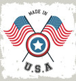 made in usa flag crossed with shield star emblem vector image