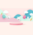 happy easter design rabbit with eggs festive vector image vector image