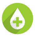 white drop icon first aid sign green cross vector image