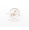 initial eb handwriting logo with circle template vector image