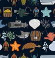 ocean seamless pattern inhabitants starfish vector image