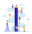 huge task board with small team workers planning vector image