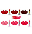 set female lips kiss with lipsticks on isolated ba vector image