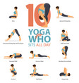 10 yoga poses for who sits all day vector image