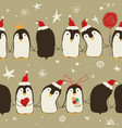 christmas seamless pattern of penguins vector image vector image