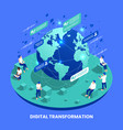 digital transformation isometric composition vector image
