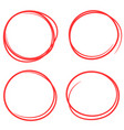 set hand drawn red scribble circles vector image vector image